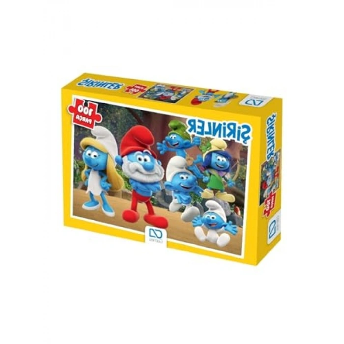 100 Parça Şirinler Temalı Çocuk Puzzle - 34x24 cm Ölçülerinde