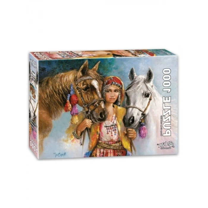 1000 Parça Rustik Köylü Kızı Temalı Puzzle