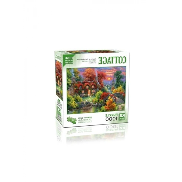 1000 Parça Sonbahar Temalı Puzzle, Göl Evi Manzarası