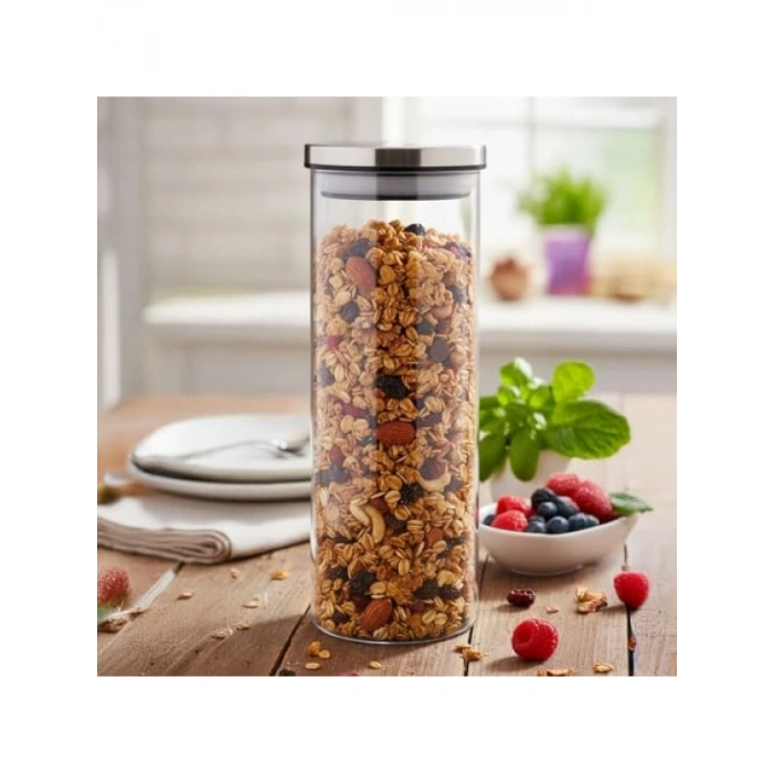 1000ml Vakumlu Metal Kapaklı Borosilikat Cam Kavanoz