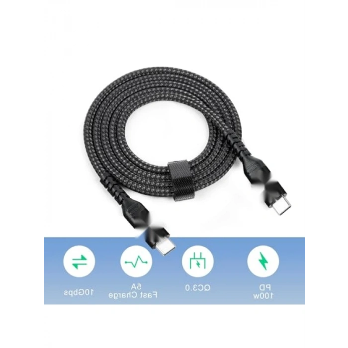 100W Güç Desteği Sağlayan 2 Metre Uzunluğunda Type-C Hızlı Şarj Kablosu
