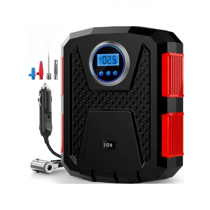 100W Kablolu Led Işıklı Araç Hava Kompresörü - Lastik Şişirme Cihazı