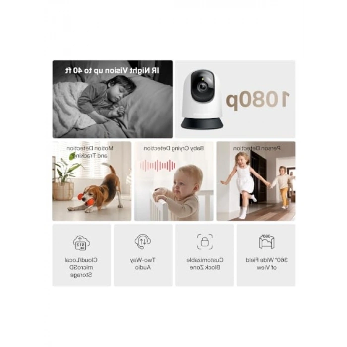1080p Güvenlik Wi-Fi Kamerası - 360° Görüş Açısı
