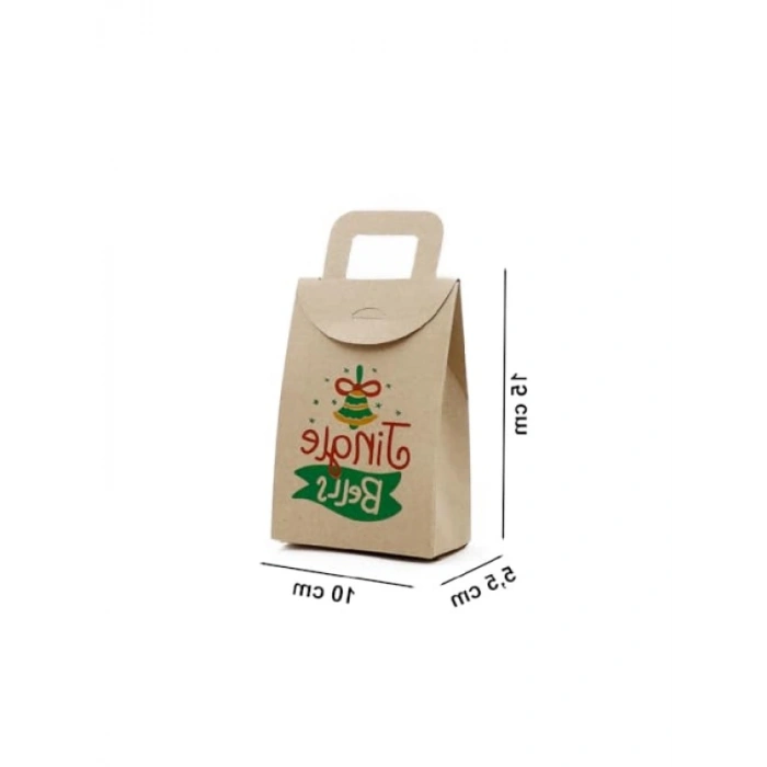 10x15 cm Noel ve Yılbaşı Temalı Kraft Hediye Kutusu Seti - 4 Adet