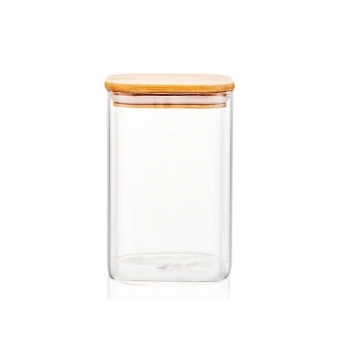 1100ml Kapasiteli Vakumlu Bambu Kapaklı Cam Kavanoz