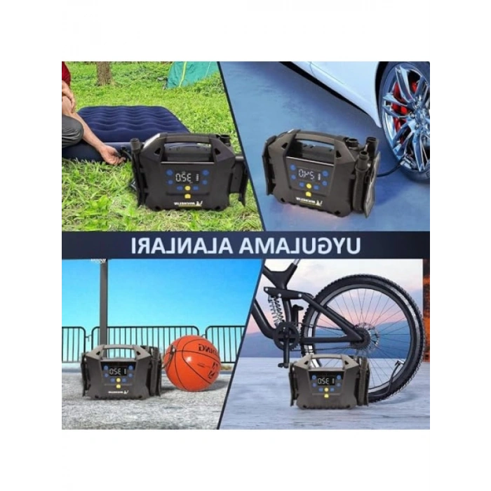 11.1 Volt/2.5 Ah Li-ion Şarjlı Dijital Lastik ve Yatak Şişirme Pompası