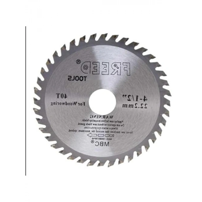 115 mm Daire Testere Diski, 40 Diş, 22.2 mm Delik Çapı, Karbon Çelik, Krom Vanadyum Kaplama