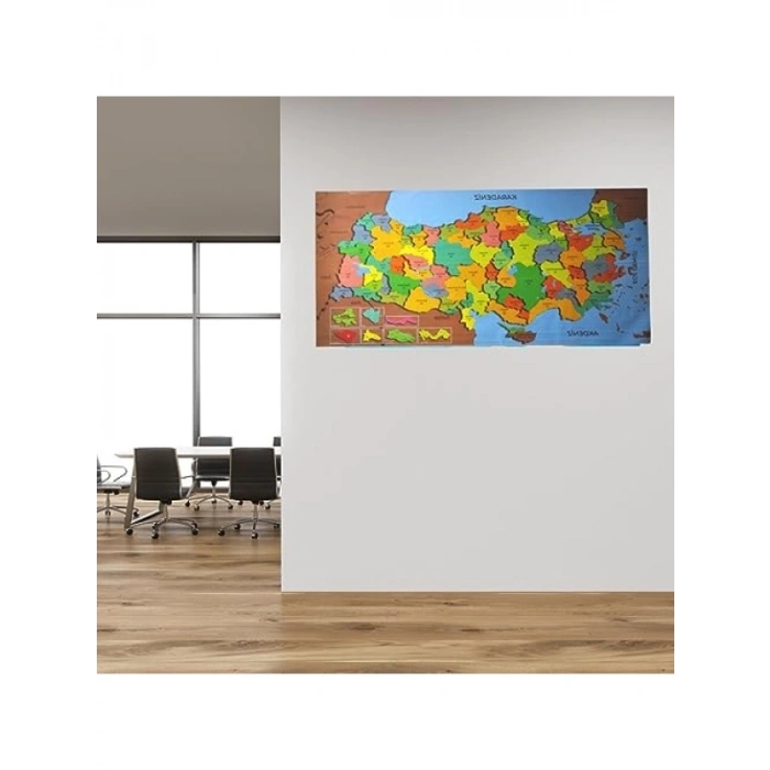 118 x 56 cm Renkli Manyetik Türkiye Haritası Duvar Stickerı