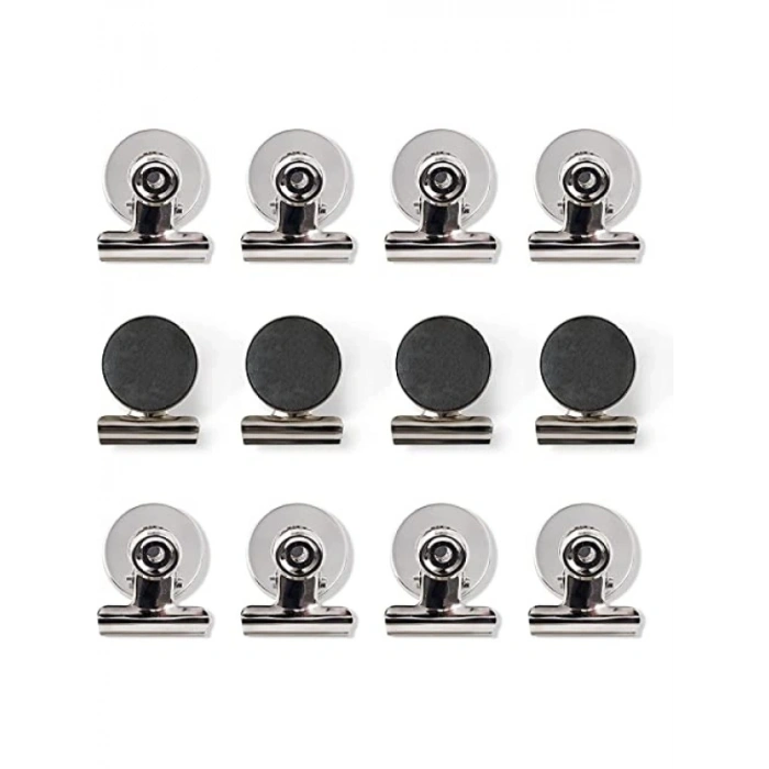 12 Adet Mıknatıslı Mandallı Buzdolabı Magnet - Fotoğraf ve Evrak Tutucu