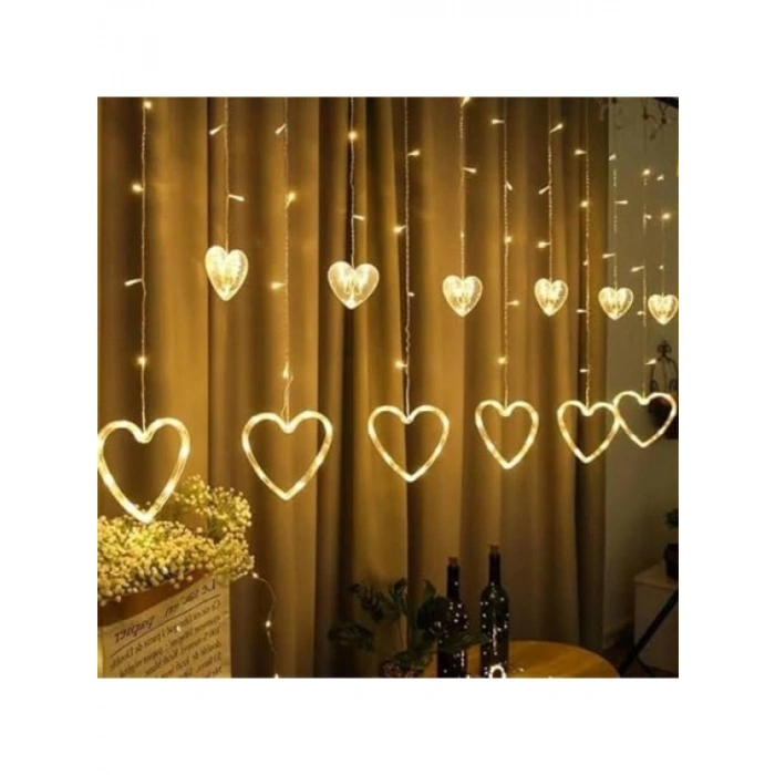12li Kalp LED Işık Zinciri, 3 Metre Dekoratif Aydınlatma