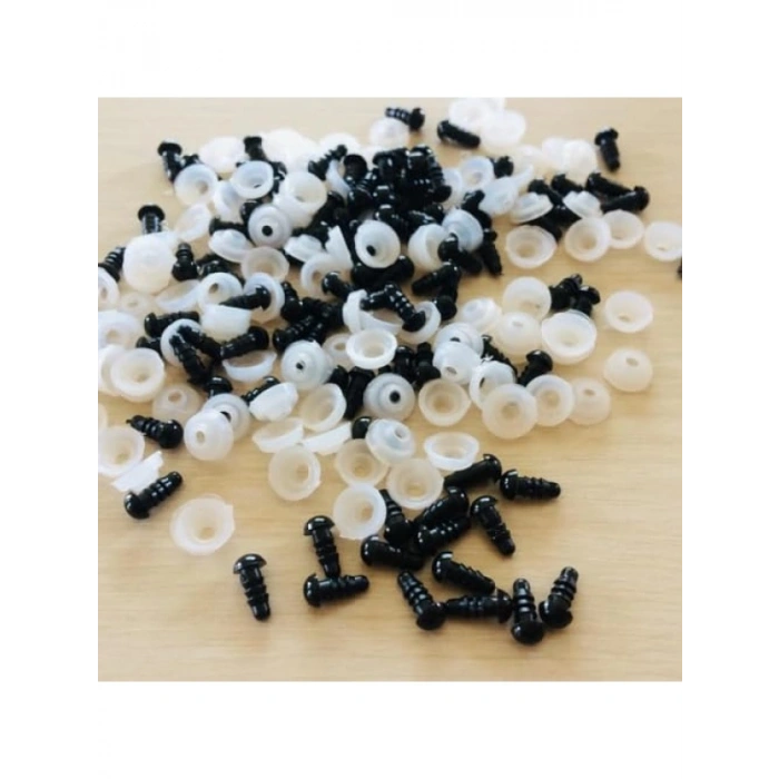 12 mm Siyah Amigurumi Kilitli Göz Seti (100 çift)