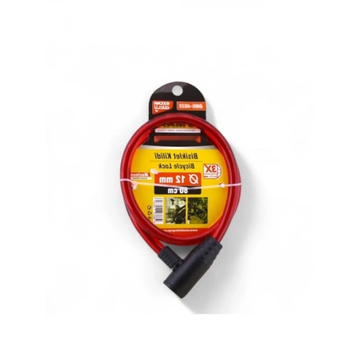 12 mm x 80 cm Çelik Halatlı Güvenlik Kilidi, Bisiklet ve Motosiklet İçin