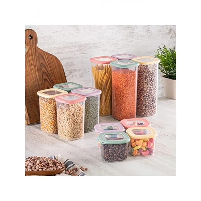 12 Parça BPA Free Plastik Saklama Kabı Seti - 550 ml, 1200 ml, 1750 ml