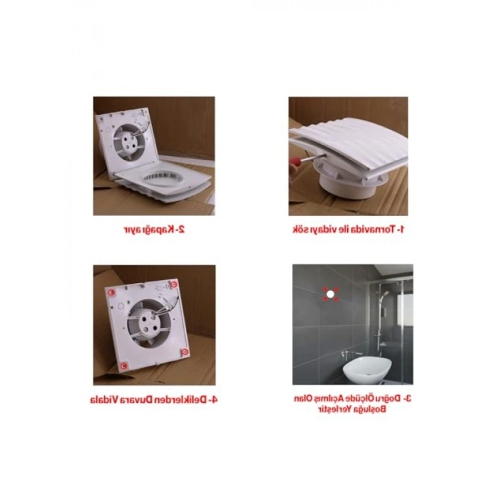 12 W Süper Sessiz Kapaklı Düz Banyo WC Aspiratör Fanı - 100 mm