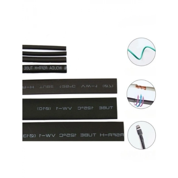 127 Parça Siyah Heat Shrink Makaron Isıyla Daralan Kablo Tamir Seti