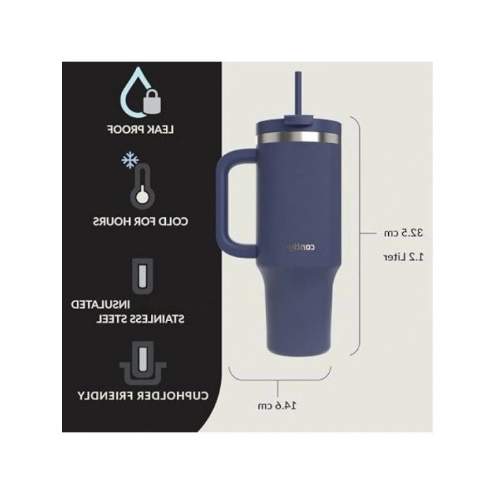 1.2L Kapasiteli Yalıtımlı Su Şişesi, Mavi Renk