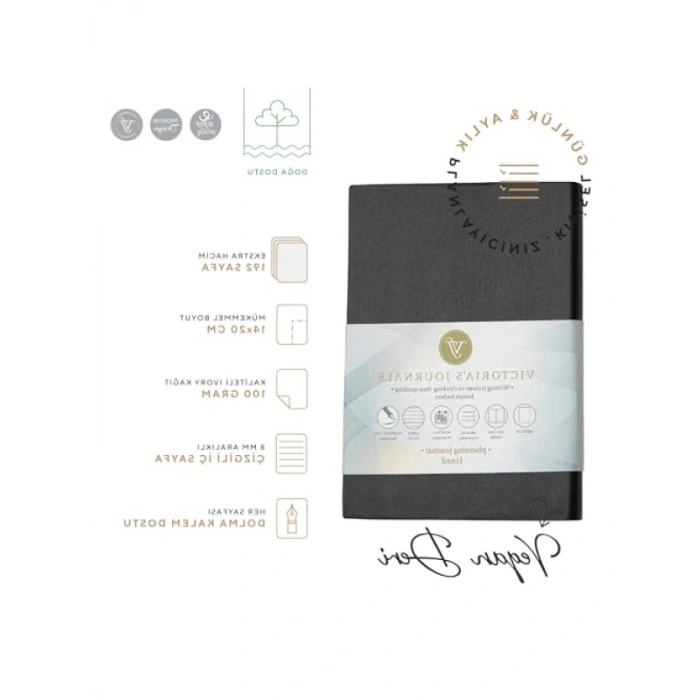 14x20 cm Boyutunda Esnek Kapaklı Planlayıcı Defter - Siyah