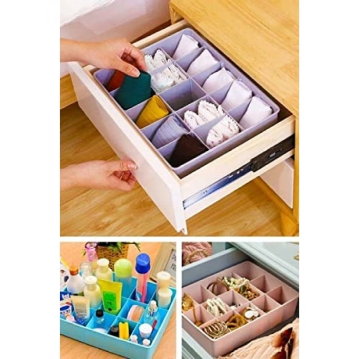 15 Bölmeli Çekmece Düzenleyici - Plastik Organizer (Beyaz)
