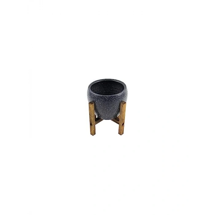15 cm Gri Granit Toprak Saksı, 4 Ayaklı Tasarım
