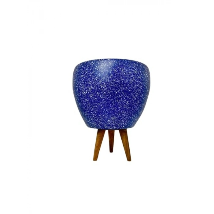 15 cm Lacivert Granit Toprak Saksı - 3 Ayaklı Tasarım