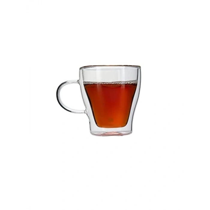 150 ml Hacimli Kulplu Cam Bardak Seti - 2li, Şeffaf Tasarım