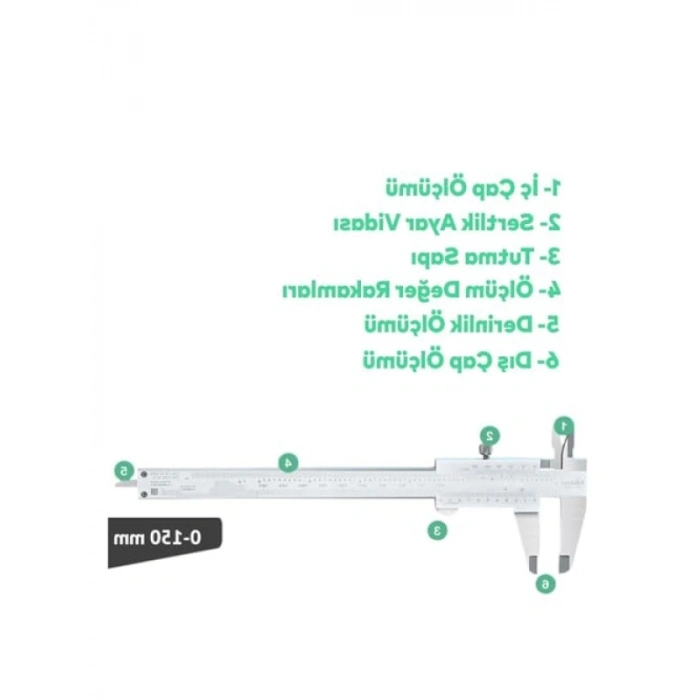 150 mm Karbon Çelik Kumpas - 0.02 mm Hassasiyetli Ölçüm Aleti