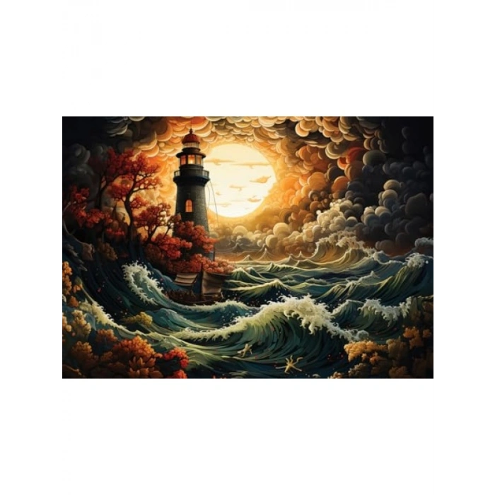 1500 Parça Fırtınada Deniz Feneri Puzzle