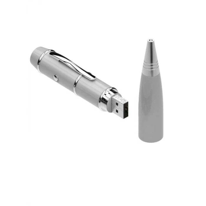 16 GB USB Bellekli Metal Sunum Kalemi - Kırmızı Lazer Işığı