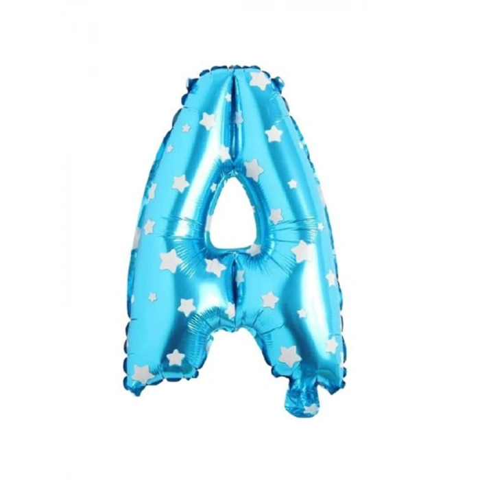 16 İnç Mavi Yıldızlı Renk Folyo Balon (36 CM)