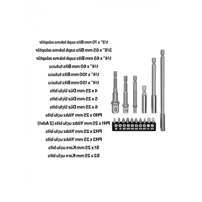 16 Parça Mıknatıslı Bits Uç Seti - 1/4, 1/2, 3/8