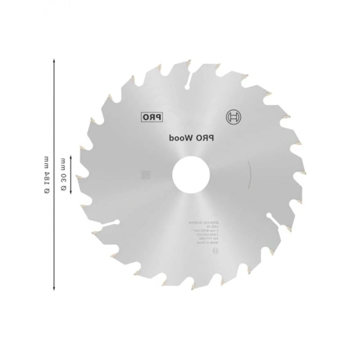 184 x 30 x 2.6 mm Daire Testere Bıçağı, 24 Diş