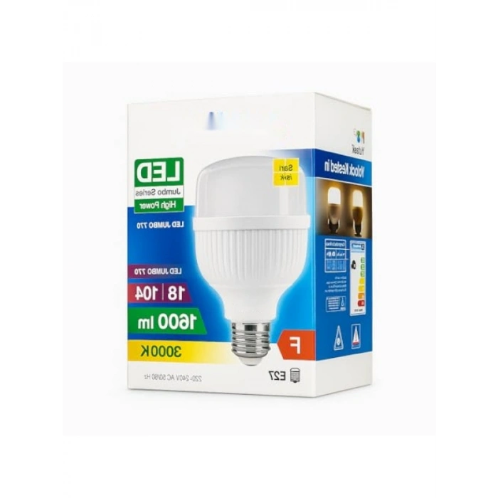 18W Jumbo LED Ampul - 3000K Sarı Işık, 1600 Lümen