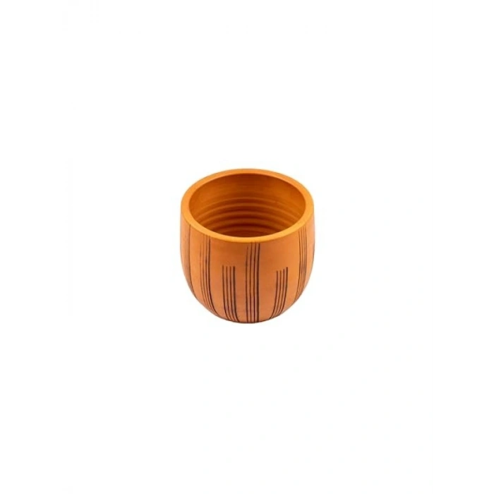 19 CM Dik Çizgi Desenli Toprak Saksı, Dekoratif Saksılık