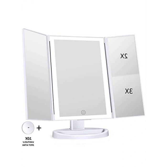 1X-10X Büyütmeli LED Işıklı Makyaj Aynası (3 Panel)