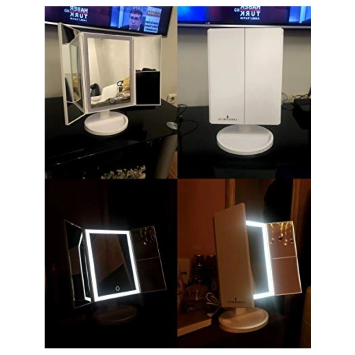 1X-10X Büyütmeli LED Işıklı Makyaj Aynası (3 Panel)