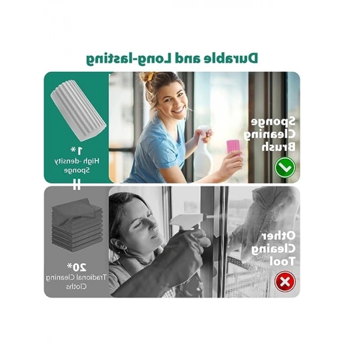 2 Adet Yeniden Kullanılabilir Nemli Temizleme Süngeri - Etkili Toz Temizleme