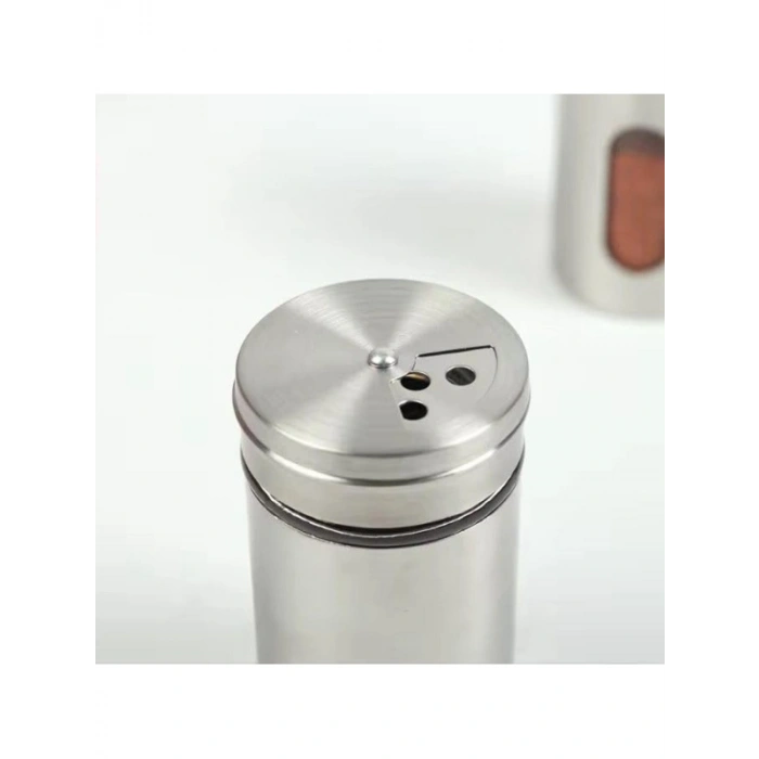 2li Ayarlanabilir Metal Gövdeli Cam Tuzluk ve Baharatlık Seti
