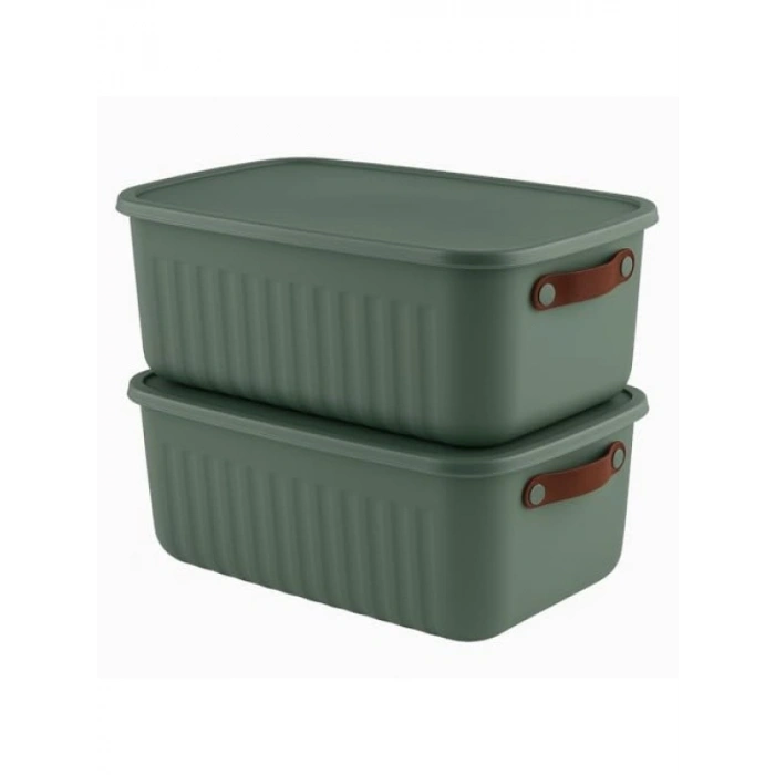 2Li Kapaklı Saklama Kutusu Seti - 10 Litre, Taşınabilir