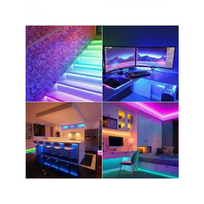 2 Metre Bluetooth Kontrollü RGB Şerit LED Aydınlatma Seti