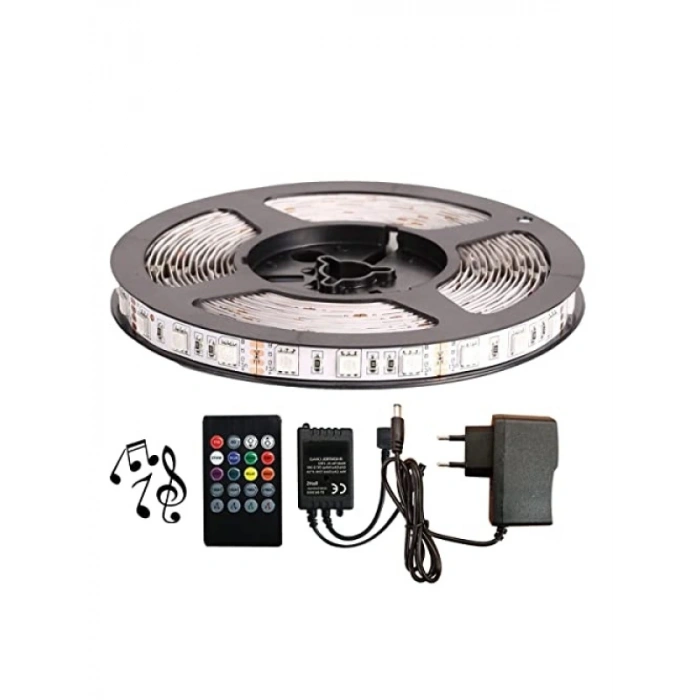 2 Metre RGB Şerit LED Seti - Sese Duyarlı Kumandalı
