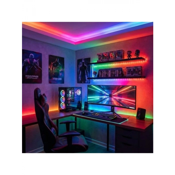 2 Metre RGB Şerit LED Seti - Sese Duyarlı Kumandalı