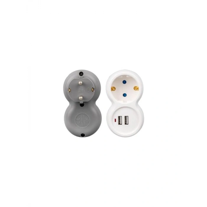 2 USB’li Çocuk Korumalı Tekli Priz - 16AH, 3680W