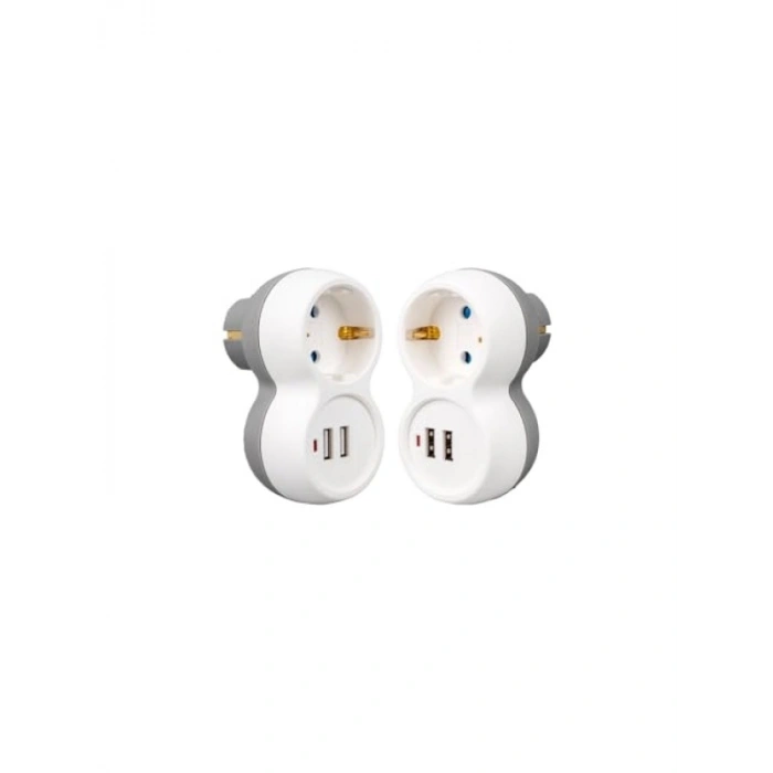 2 USB’li Çocuk Korumalı Tekli Priz - 16AH, 3680W
