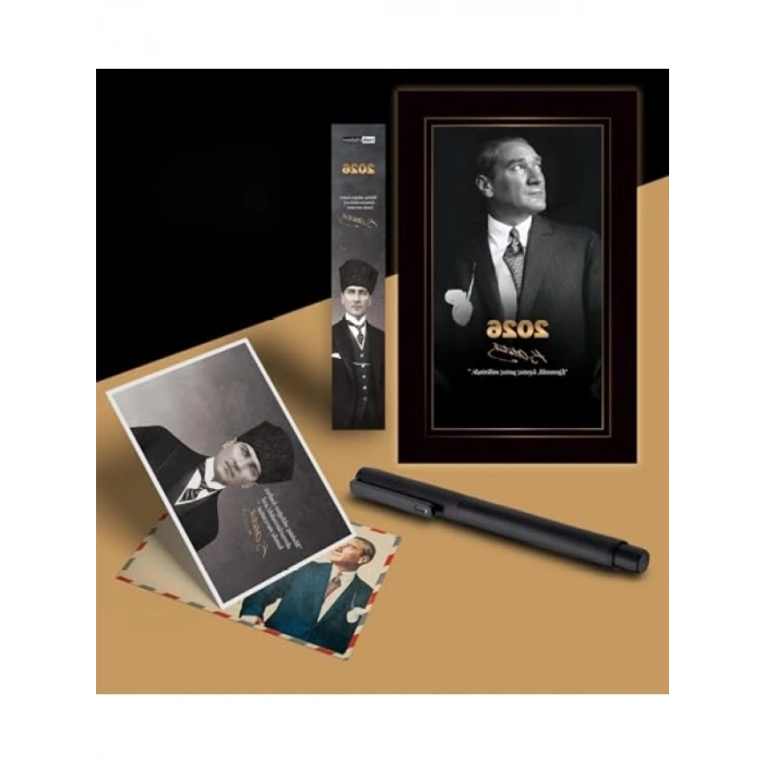 2026 Yılı İçin Özel Atatürk Temalı Ajanda ve Ayraç Seti
