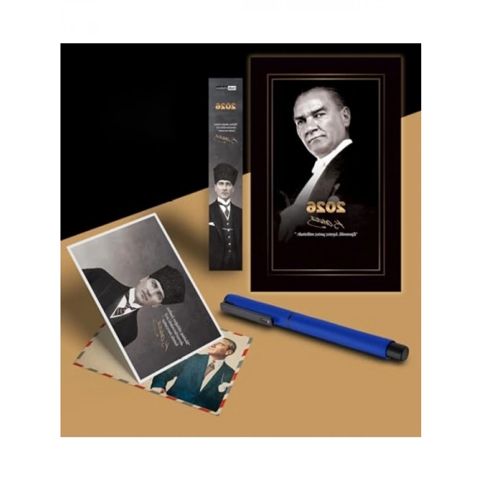 2026 Yılına Özel Atatürk Temalı Ajanda ve Ayraç Seti - Lacivert
