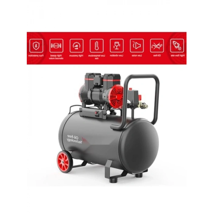 2.0HP 50Lt 8Bar Yağsız Sessiz Taşınabilir Hava Kompresörü