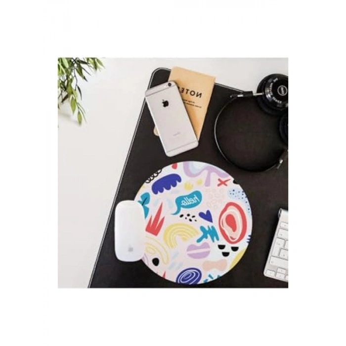 20x20 cm Yuvarlak Renkli Tasarımlı Mousepad - Fare Altlığı