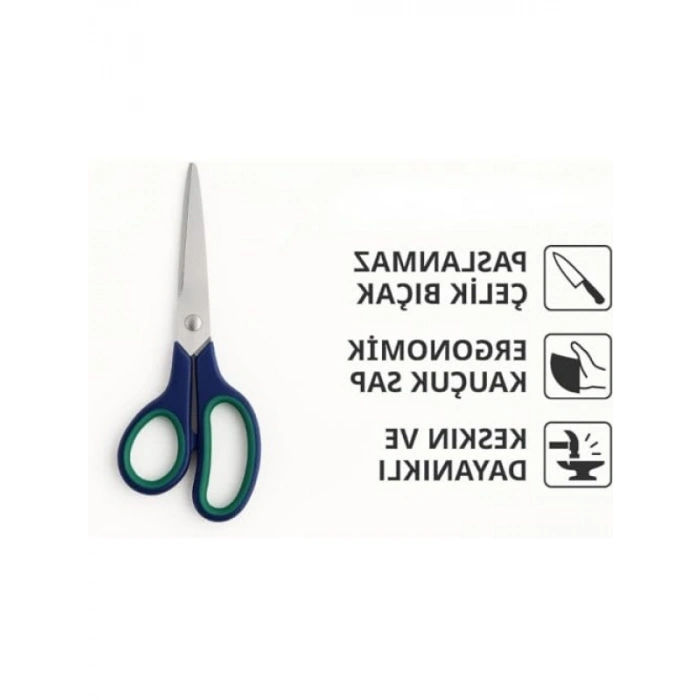 21.5 cm Paslanmaz Çelik Ofis Makası - Ergonomik Tasarım