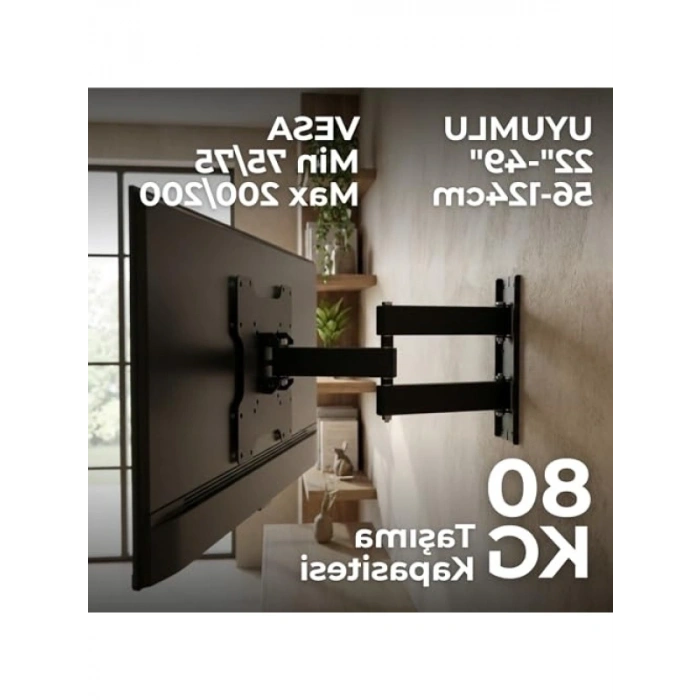 22-49 İnç TV için 3 Kollu Hareketli Duvar Askısı