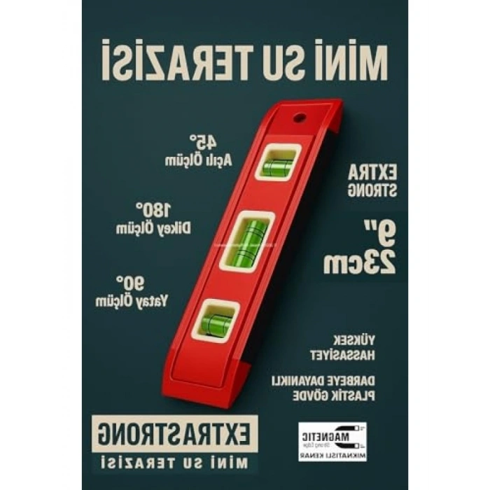 23 cm Mıknatıslı Mini Su Terazisi, Hassas Ölçüm Aracı
